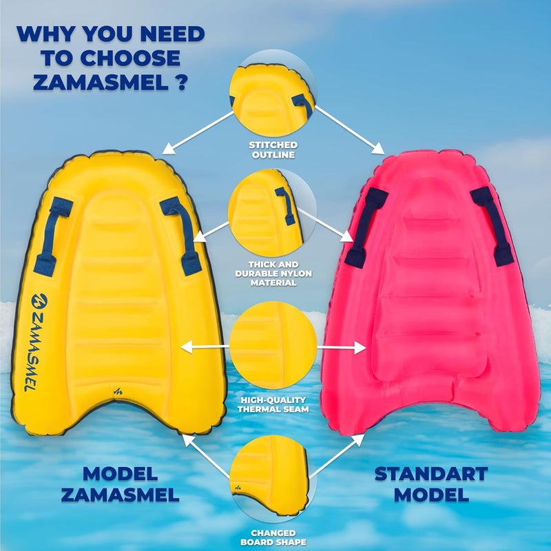 ZAMASMEL Premium Kids Inflatable Boogie Board Lightweight Swimming Floating Surfboard for Beach & Pool Fun Durable Inflatable Surf Body Board for Wave Riding Summer Pool Floats & Beach Toys - Image 2